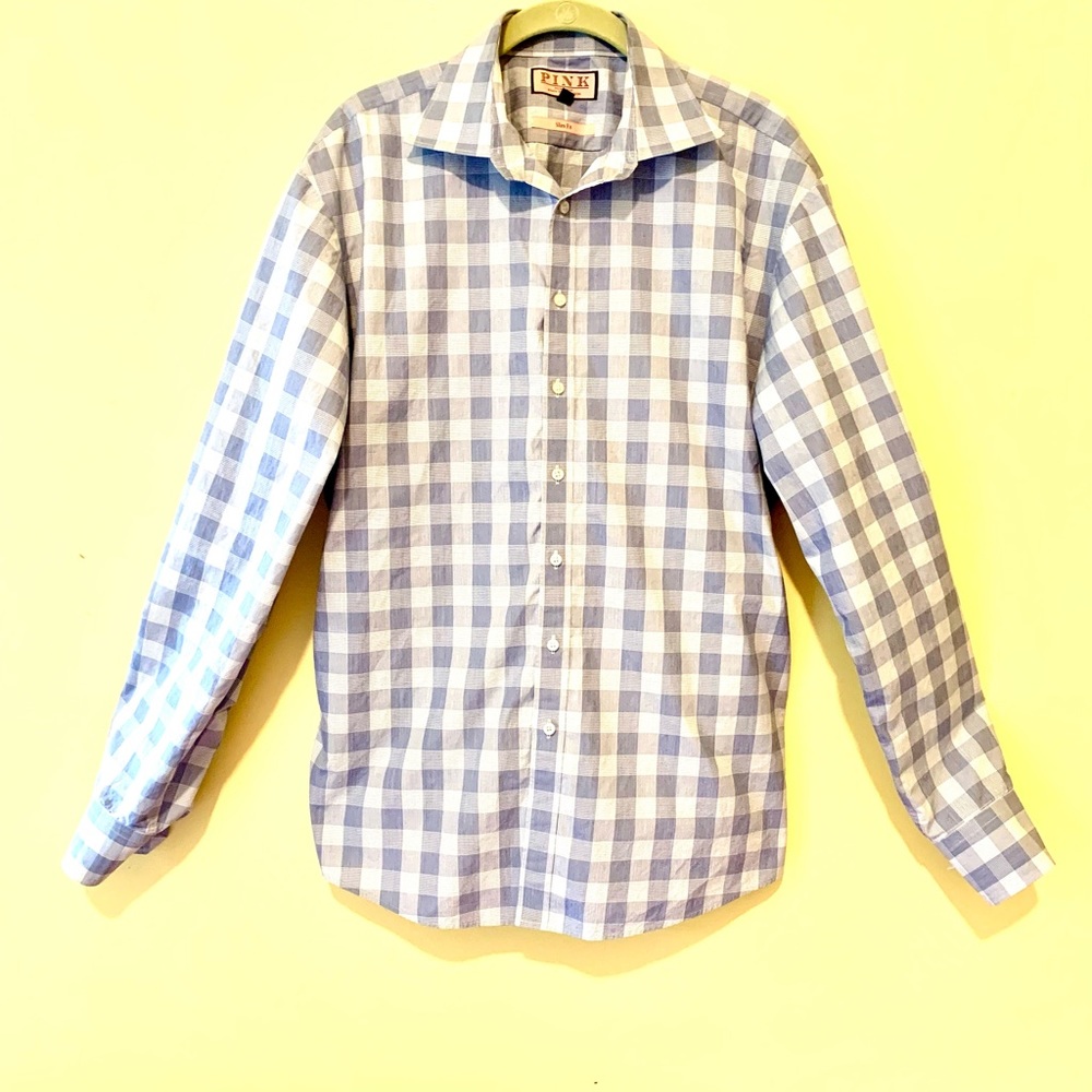 Men’s Thomas Pink Slim Fit Shirt, Size 17 1/2